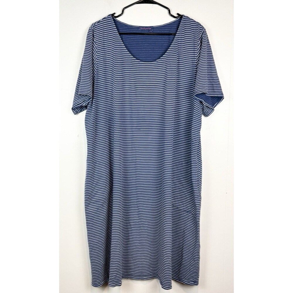 Fresh Produce Dress Blue White Striped  Sundress Coastal Casual Plus Size 2X